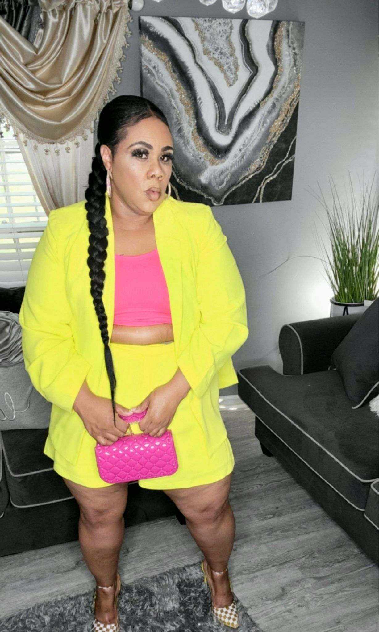Ms. Lime Yellow | Short Suit Set Shorts