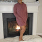 Burgundy | Hoodied | Hooded Sweatshirt Dress